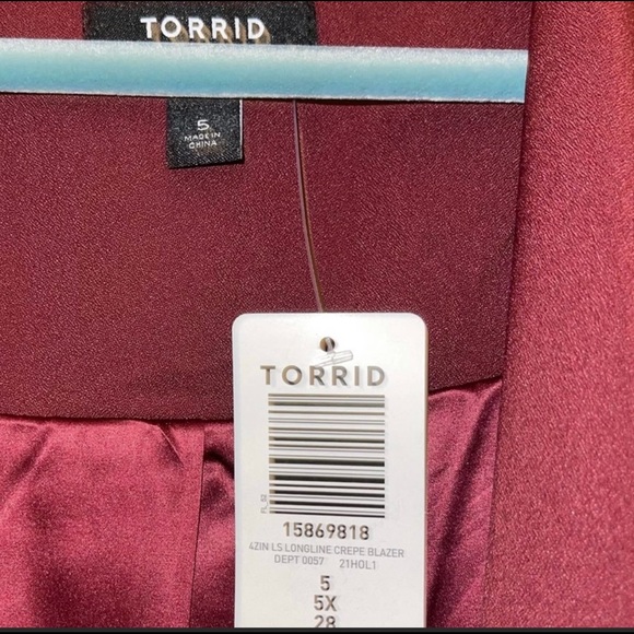 NWT Torrid Crepe Burgundy Longline Open Front Blazer 5 - Picture 3 of 6